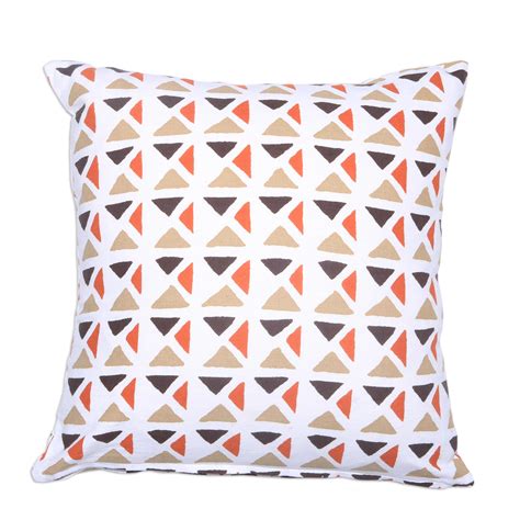 hermes geometric print cushion in cotton and viscose blend